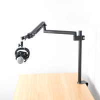 Support de microphone et haut-parleur 2-en-1 en métal, fixation de bureau robuste et antichoc pour studio et diffusion en direct
