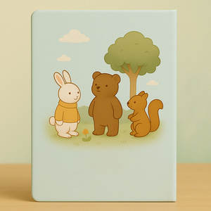 Cuaderno con diseño de animales adorables: conejo, oso y ardilla volando un cometa. Elige la felicidad todos los días. Diario para la atención plena. - Product Image 2