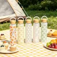 Bouteille en verre portable de 17 oz et 19 oz, impression personnalisée sur toute la surface, silicone antidérapant, bouteille d'eau au toucher doux, cadeau