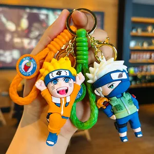 नई आगमन 3d मोबाइल फोनों के लिए Narutos चाबी का गुच्छा सिलिकॉन कार चाबी का गुच्छा लटकन के साथ धातु कुंजी अंगूठी