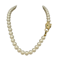Collier de perles de verre de haute qualité belle conception de bouton léopard bijoux à la mode pour dames pour cadeau d'anniversaire