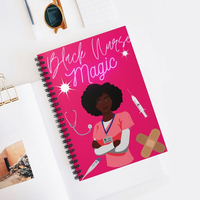 Livres imprimés personnalisés reliure spirale fille noire papier ligné ligné infirmière agenda planificateur cahier