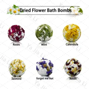 Органическое масло ши, масло лаванды, розы, мятные Бомбочки для ванны с цветами, спа, увлажняет кожу, бомбочка для ванны с сушеными цветами