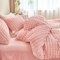 Parure de lit en flanelle de lait écologique, moderne, couleur unie, personnalisable, pour lit King Size, avec couverture et protège-matelas, pour usage domestique, en velours