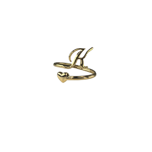 Fashion <b>Ring</b> PVD Gold Plated 316L Stainless Steel Heart <b>Initial</b> K Design For Women - Product Image 1