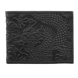Cartera plegable de cuero con estampado de dragón, cartera plegable de cuero de grano completo para <span class=keywords><strong>hombre</strong></span>, cartera corta con diseño de dragón oriental - Product Image 1