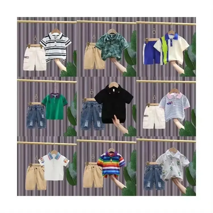 Conjunto de roupas de verão para bebês meninos, 2 peças, camiseta de manga curta, shorts com cintura elástica, roupas para crianças