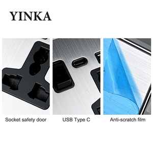 Yinka Tùy chỉnh cao cấp thép không gỉ Bảng điều chỉnh Tường Đèn chuyển đổi ổ cắm đơn giản và sang trọng trang trí các thiết bị điện - Product Image 2