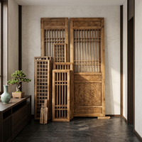 Porte de séparation en bois de style zen, cloison de pièce, porte intérieure pour salon, bureau, écran à grille personnalisé