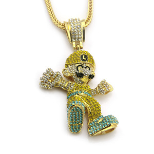 Collier Hip Hop <span class=keywords><strong>Mario</strong></span> avec chaîne pour homme, petite taille, style Hip-Hop, livraison directe, prix d'usine - Product Image 4