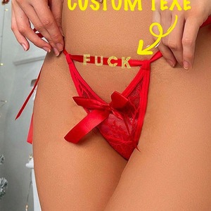 Natale lettere rosse personalizzate cravatta laterale taglie libere Sexy perizoma per le donne - Product Image 1