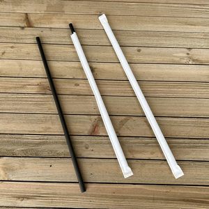 Pailles géantes en polypropylène noir de 10,25 po, emballées individuellement, boîte de 2 000 pour boissons - Product Image 1
