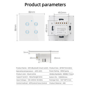 Interruptor <span class=keywords><strong>de</strong></span> Luz Táctil <span class=keywords><strong>de</strong></span> Pared para Hogar, Panel <span class=keywords><strong>de</strong></span> Vidrio Europeo <span class=keywords><strong>de</strong></span> 86mm, 4 Botones, <span class=keywords><strong>Precio</strong></span> Económico, UE/Reino Unido - Product Image 4