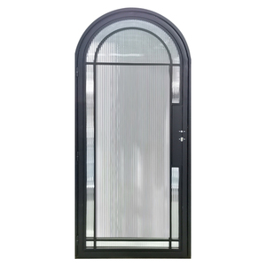 Portes intérieures modernes en acier à dessus rond avec verre cannelé opaque pour l'intimité, surface finie pour salle à manger et supermarché - Product Image 5