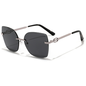Rimless Rectangle Sunglasses Green Lenses UV400 Protection Unisex Adult Style - Product Image 4