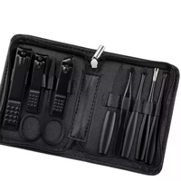 Kit de toilettage JM pour hommes, outils de soin personnels, peigne, brosse, kit de rasage, kit de soin des ongles en acier inoxydable, dans un sac noir, pour la maison, les voyages, les situations d'urgence
