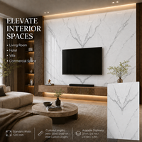 Plaque PVC MORLENX Calacatta Bookmatch UV Effet Marbre 4x8ft Anti-Rayures Sans Joint pour Rénovation Murale TV