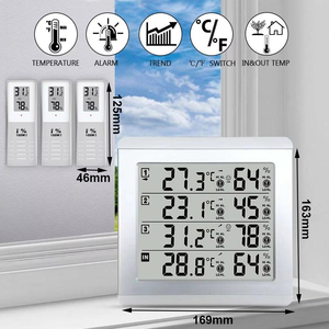 Thermomètre sans fil numérique électronique, thermohygromètre, écran LCD, température du congélateur, 3 capteurs, alarme sonore, intérieur extérieur - Product Image 1