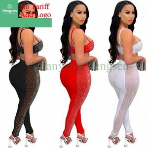Sexy Sparkling Rhinestone Women Night Club <strong>Festival</strong> Reveal <strong>Top</strong> and Pants Set with Women Two-Piece Summer Outfits - Product Image 3