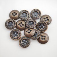 Boutons en alliage métallique bronze antique personnalisés avec logo, 4 trous, accessoires de couture pour vêtements