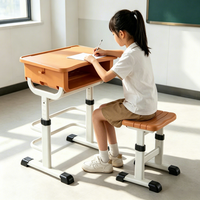 Ensemble table et chaise réglables en plastique pour enfants, robuste, facile à assembler, bureau et chaises pour les élèves du primaire et du secondaire