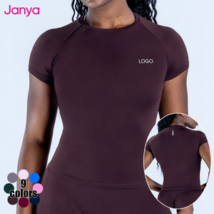 Maglietta Janya Traspirante ad Alta Elasticità, Manica Corta, Aderente, Senza Cuciture, per Fitness e Yoga, da Donna - Product Image 3