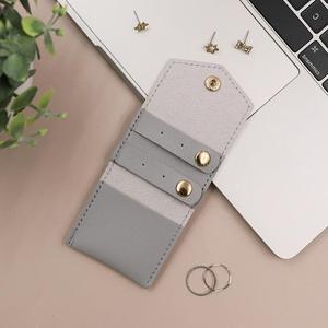 Premium PU Leather Eco-Friendly <b>Button</b> Closure Jewelry Pouch Portable Fold Ring Organizer Jewelry Storage Bag Jewelry - Product Image 5