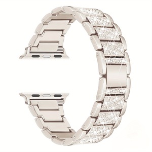 Correa de Lujo para Reloj IWatch <span class=keywords><strong>Serie</strong></span> 10 9 <span class=keywords><strong>8</strong></span> 7 SE Ultra 2, Brazalete de Acero Inoxidable Brillante con Diamantes - Product Image 1