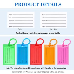 <span class=keywords><strong>Étiquette</strong></span>s de <span class=keywords><strong>bagage</strong></span> en PVC colorées et imperméables en gros – Identificateurs de nom pour valises de voyage, <span class=keywords><strong>étiquette</strong></span>s d'identification de bagages pour sacs à dos et cadeaux - Product Image 2
