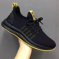 Chaussures décontractées pour hommes, couleur unie, à semelle épaisse, bout rond, en maille tricotée respirante, extensibles et antidérapantes
