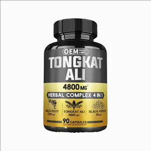 Capsules OEM de marque privée Tongkat Ali Complexe à base de plantes 4 en 1 Puissance maximale 4800 mg Soutient la masse musculaire Système immunitaire sans OGM