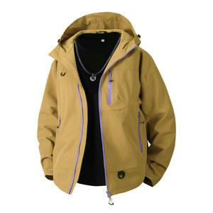 Chaqueta Unisex con Capucha y Cremallera, Resistente al Viento, con Ribete Morado, para Trabajo y Eventos - Product Image 1