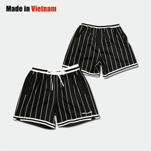Vietnam Factory Custom Basketball Sports <b>Shorts</b> Mesh Classic Streetwear Striped <b>Black</b> <b>Men</b> Basketball <b>Shorts</b> - Product Image 1