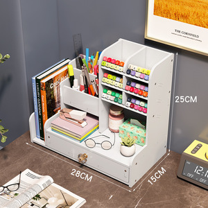 Caja de Almacenamiento de Archivos, Organizador de Escritorio Multicapa, Portaplumas, Caja <span class=keywords><strong>para</strong></span> Archivos, Soporte <span class=keywords><strong>para</strong></span> Libros, Estante de Almacenamiento Organizador de Oficina - Product Image 3