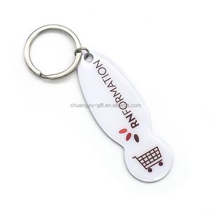 Shopping Trolley Pound Design Metal Keyring Custom Your Own logo Supermarket Shopping Cart Chip Token <b>Key</b> <b>Chain</b> - Product Image 2