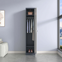 Armoire de rangement résidentielle en acier robuste à porte simple, format compact, pour chambre à coucher