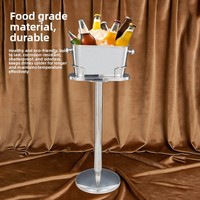 Seau à glace ovale moderne et minimaliste en acier inoxydable 304 pour cocktails et boissons, idéal pour le vin rouge - Importation transfrontalière