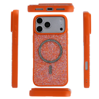 Funda Magnética Holográfica con Purpurina para Teléfono, TPU+PC 360 °   Funda Antihuellas con Brillantes para iPhone 17 Pro Max para Mujer