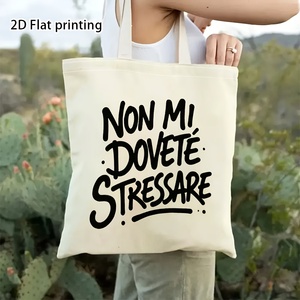 Bolsa de Lona con Estampado de Patrones NON MI DOVETE STRESSRE y Logotipo Personalizado, Apta para Uso Diario, Compras, Escuela y Viajes - Product Image 2