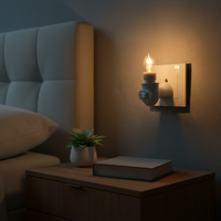 GuangLi GL-076 Support de lampe E12 mural mobile en PBT avec interrupteur, prise américaine 110V, pour veilleuse