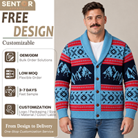 Cardigan en tricot jacquard Fair Isle à col châle pour homme, manches longues, boutonnage frontal, épais et chaud, idéal pour l'hiver, OEM ODM