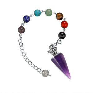 天然石英水晶点Dowsing摆锤占卜治疗水晶石灵气脉轮项链吊坠 - Product Image 3