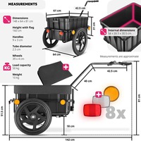 Remorque de vélo pliable détachable Transporteur de transport Voyage en plein air Camping Pet Remorque de VTT Bicyclette Cargo avec roues