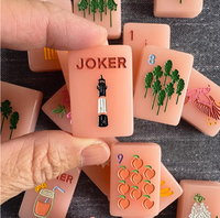 Tuiles de Mahjong en Acrylique Rose de Haute Qualité, Couleur Unie, Résistantes à l'Eau, Motif Créatif de Clown de Dessin Animé, Jeu Décontracté Exquis