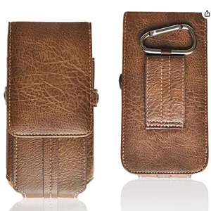 Kaarthouder Verticale Flip Taille Opgehangen Pouch PU Leather Case voor Universal 6.3 Inch Mobiele Telefoons