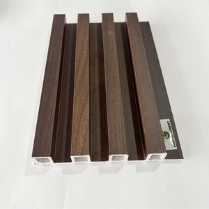 Modern Wood <strong>Plastic</strong> WPC LED Light Wall Panel Water-Proof Indoor Hollow Decoration Timber <strong>Cladding</strong> for <strong>Bathroom</strong> Fluted Laminated - Product Image 3
