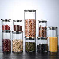 Fournisseur d'usine en gros, contenants de stockage de cuisine écologiques réutilisables de grande capacité, bocaux en verre avec couvercle en acier inoxydable