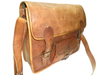 Tas Selempang Laptop Kulit Kambing Asli Kustomisasi Gaya Bohemian Vintage dengan Rivet, Kantong Depan, Tali Selempang yang Dapat Disesuaikan, Harga Terjangkau