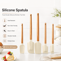Spatule de pâtisserie professionnelle en silicone avec manche en bois, résistante aux hautes températures, pour crème et gâteaux, lavable au lave-vaisselle, usage domestique