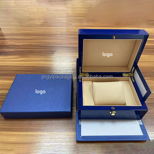 Factory Wholesale Custom Blue Wooden <b>Watch</b> Box With Leather Lining For Men ,High Gloss Surface Premium <b>Watch</b> <b>Case</b> with Logo - Product Image 2
